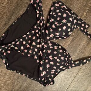 Victoria's Secret Black Bikini with Pink Floral Print